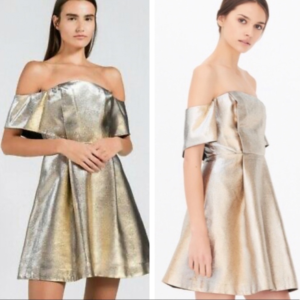 Sandro Paris • Metallic Palacio Off Shoulder Dress - Picture 1 of 8